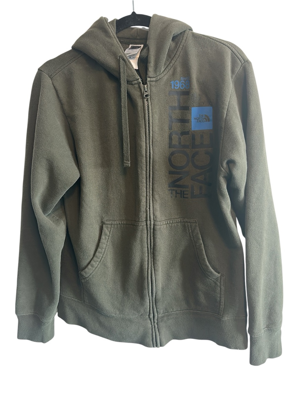 The North Face Mens/unisex Medium Olive Green Full-Zip Fleece Hoodie